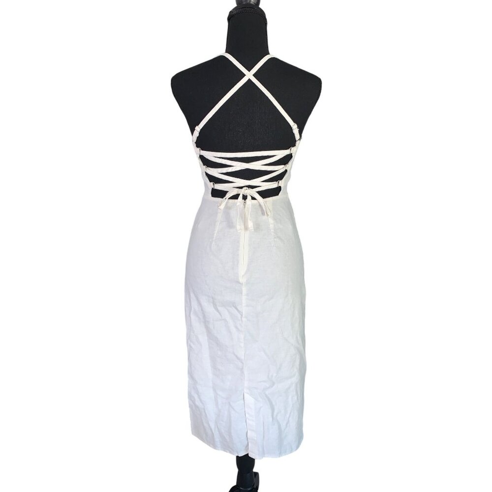 Wild Fable Junior Teens White Sleeveless Square Neck Midi Dress Size 8 - Picture 3 of 9
